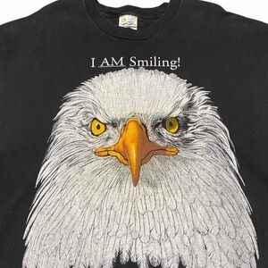 Vintage I am smiling eagle Alaska funny graphic black Tshirt